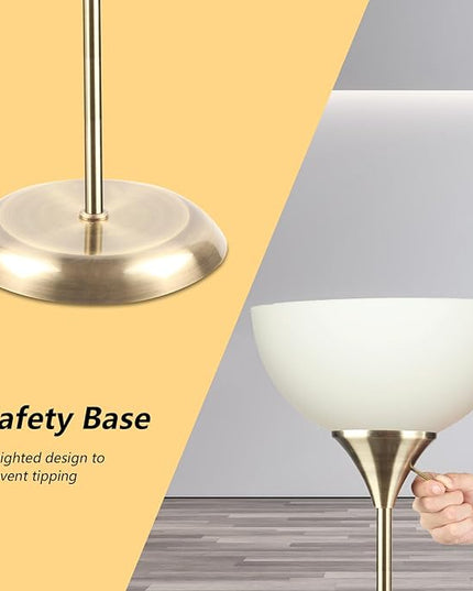 Floor Lamp, Standing Lamp, Floor Lamp for Bedroom, Drop-Resistant White Lampshade, Floor Lamp for Living Room Bedroom Study Office (Bronze) - LeafyLoom
