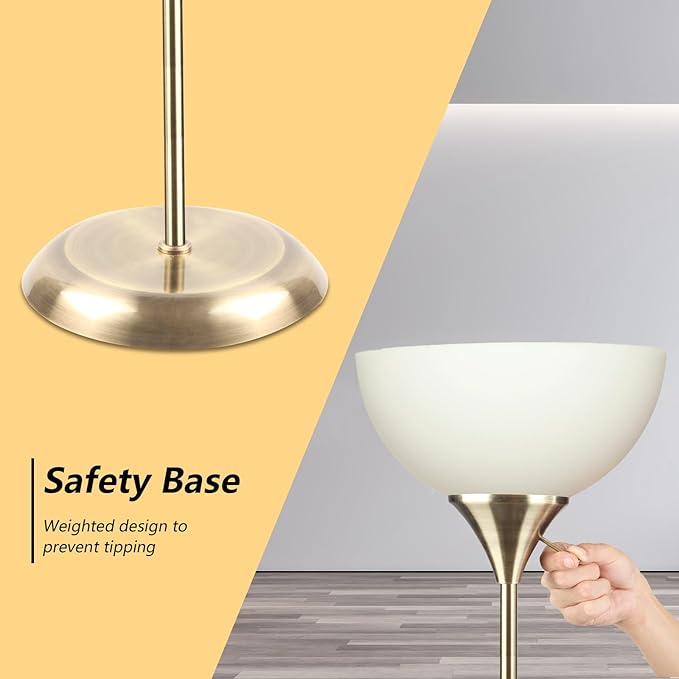 Floor Lamp, Standing Lamp, Floor Lamp for Bedroom, Drop-Resistant White Lampshade, Floor Lamp for Living Room Bedroom Study Office (Bronze) - LeafyLoom