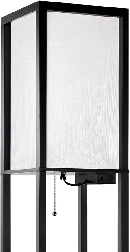 OUTON White Linen Texture Lamp Shade 14.25 x 8.5 x 8.5 inch for Shelf Floor Lamp - LeafyLoom