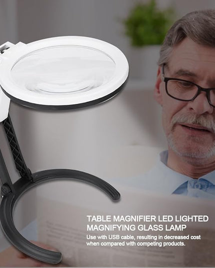 LED Table Lamp with 1.8X & 5X Magnifier, Desk Illuminated Tools Magnifying Glass for Reading Cosmetic Makeup Tattoo Manicure Lighted Magnifier - LeafyLoom