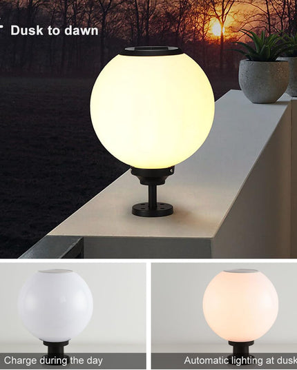 Solar Outdoor Column Lights - Aluminum Fence Pedestal Post Lamp Outdoor Vintage LED Globe Pillar Lights, IP65 Waterproof External Landscape Street Lighting Fixtures LeafyLoom