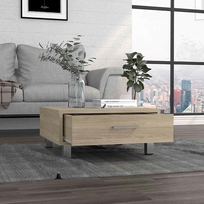NicBex Coffee Table Wooden Coffee Table with Storage Square Center Tables with Drawer and Strong Legs Dining Table for Living Room, Dining Room, Office, and Bedroom,23.6" W, Light Pine - LeafyLoom