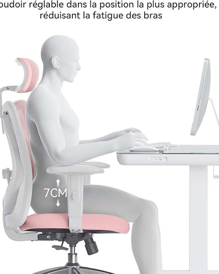 SIHOO M18 Ergonomic Office Chair, Computer Desk Chair with Adjustable Headrest and Lumbar Support, High Back Executive Swivel Chair for Home Office (Light Pink) - LeafyLoom