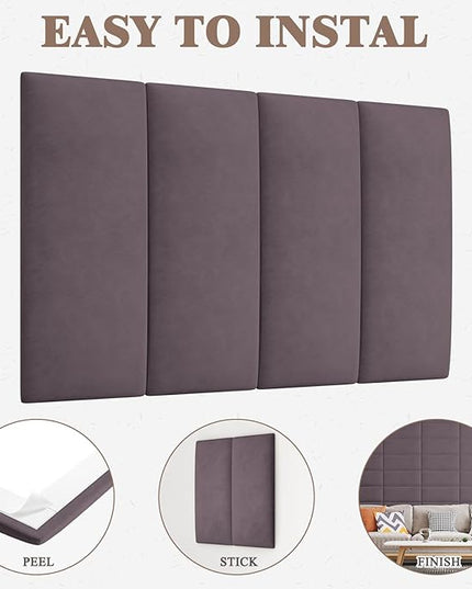 King Headboard, Wall Mounted Peel and Stick Headboard, Upholstered Leather Bed Headboard for King Size Bed, Floating Dorm Bedroom Tall Headboard Soundproof Wall Panels (12 Panels, 10"x24") - LeafyLoom