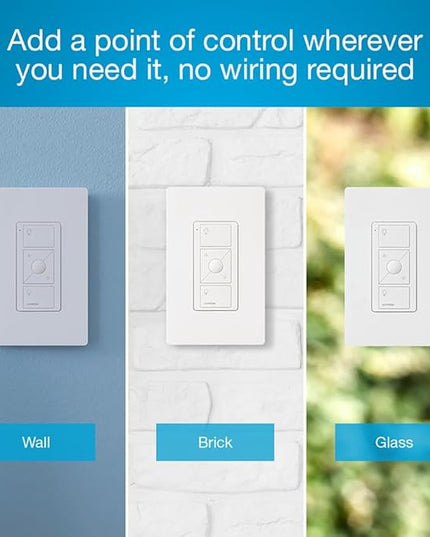 Lutron Pico Remote for Caseta Smart Dimmer Switch, 3-Button Control with Raise/Lower and Preset Lighting Level, For Table Top or Wallmount Use, PJ2-3BRL-WH-L01R, White Lutron