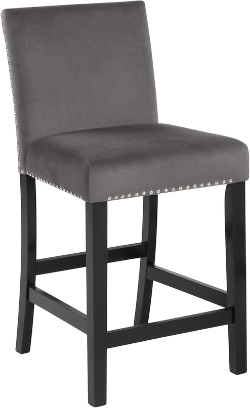 New Classic Furniture Celeste 5-Piece Faux Marble Round Counter Set with 1 Table and 4 Chairs, 42-Inch, Grey - LeafyLoom