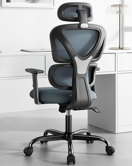Sytas Office Chair Ergonomic Desk Chair, High Back Computer Chair, Comfy Home Office Chair with Lumbar Support, Breathable Mesh Chair Adjustable Armrests,Tilt Function - LeafyLoom