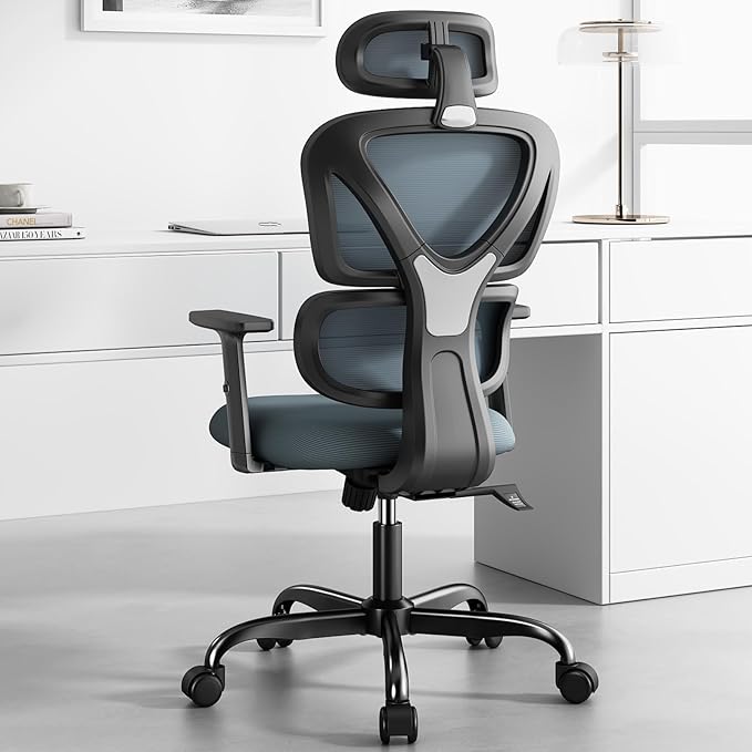 Sytas Office Chair Ergonomic Desk Chair, High Back Computer Chair, Comfy Home Office Chair with Lumbar Support, Breathable Mesh Chair Adjustable Armrests,Tilt Function - LeafyLoom