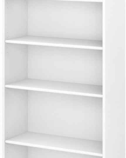 Bush Furniture Fairview Tall 5 Shelf Bookcase in Pure White and Shiplap Gray - LeafyLoom