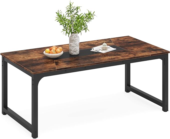 78.7 Inch X-Large Dining Table Rectangular Kitchen Furniture for 6 to 8 People, Brown - LeafyLoom