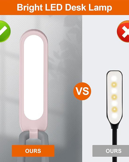 LED Desk Lamp for Office Home & Battery Operated Lamp Rechargeable Lamp Foldable & Portable Light, LED Desk Light Strip, 3 Brightness Dimmable Small Desk Lamp Wireless Reading Lamp - LeafyLoom