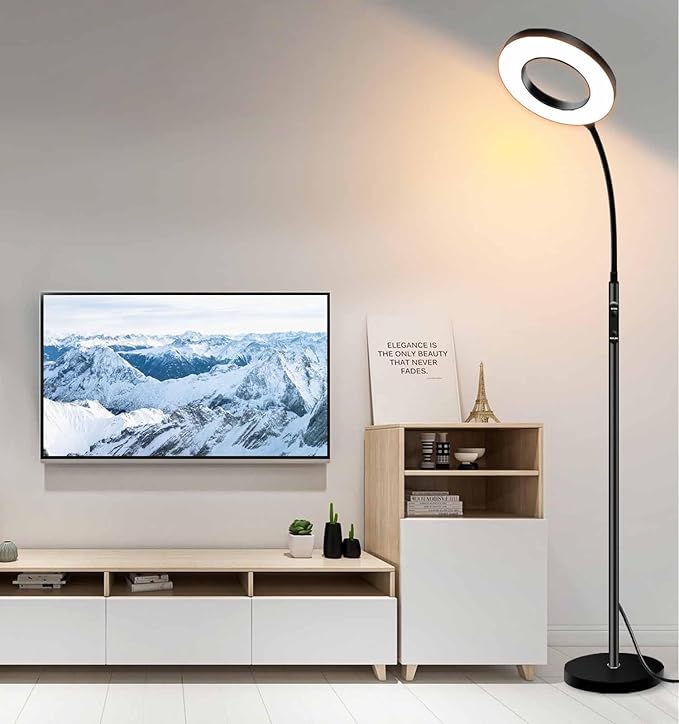 Sofa Standing lamp Floor lamp Side Reading Lamps 3-Color Tall Standing Pole Light with Remote for Live Stream Learning and Reading Living Room,Bed Room,Home Office - LeafyLoom