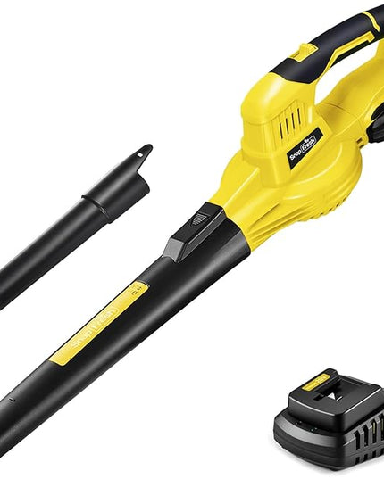 SnapFresh Leaf Blower - 20V Leaf Blower Cordless with Battery & Charger, Electric Leaf Blower for Lawn Care, Battery Powered Leaf Blower Lightweight for Snow Blowing(Yellow) - LeafyLoom