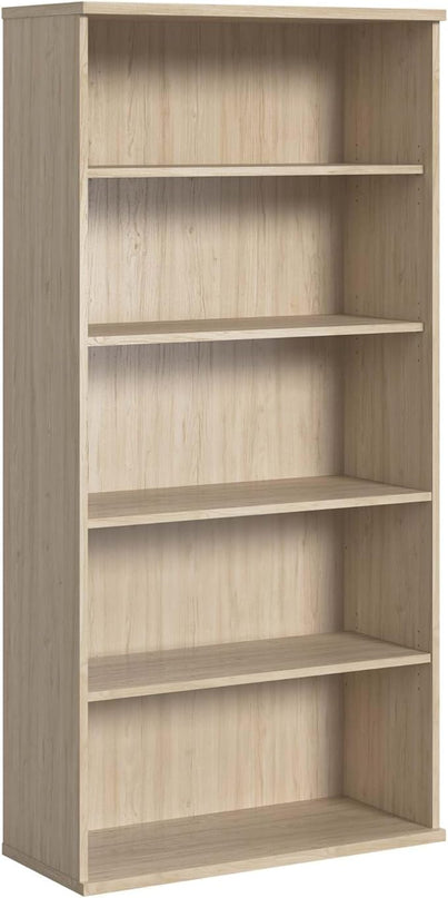 Bush Business Furniture Studio C Tall 5 Shelf Bookcase in Natural Elm, Large Bookshelf for Home or Professional Office - LeafyLoom