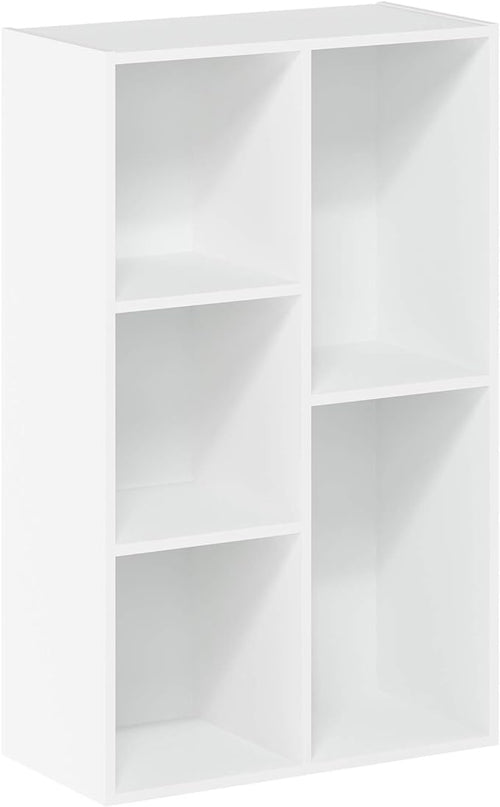 Furinno Luder Bookcase / Book / Storage , 5-Cube, White - LeafyLoom