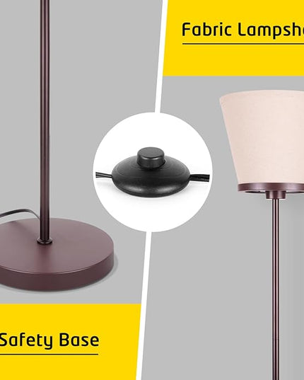 LED Floor Lamp, 3 Color Temperatures Floor Lamp for Living Room Bedroom Office, 68" Tall Standing Lamp Floor Lamp. 15W Bulb Included(Brown). - LeafyLoom