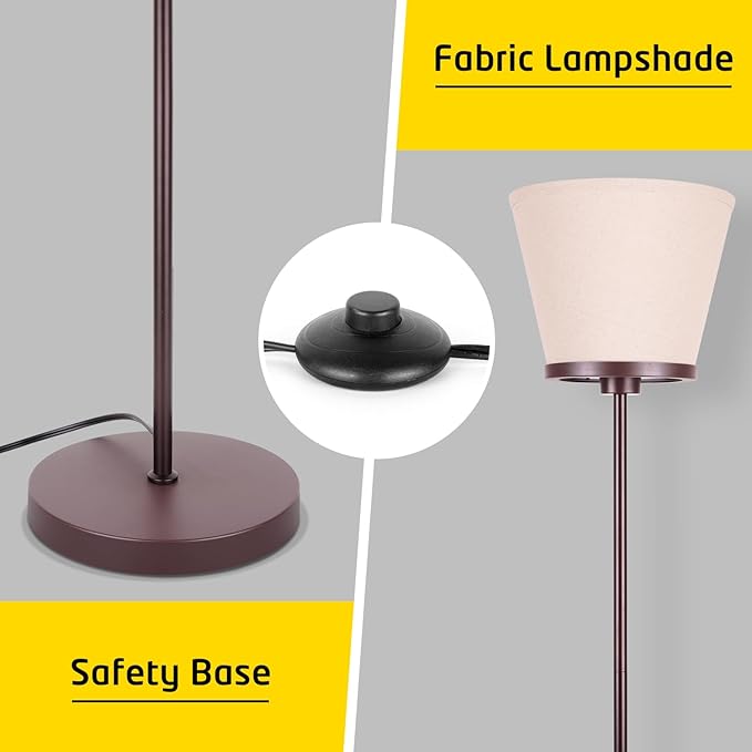 LED Floor Lamp, 3 Color Temperatures Floor Lamp for Living Room Bedroom Office, 68" Tall Standing Lamp Floor Lamp. 15W Bulb Included(Brown). - LeafyLoom