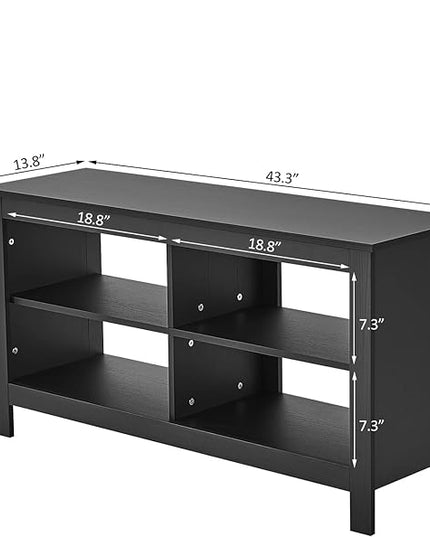 Panana Black TV Stand for 50 inch TV, Storage Shelves, Entertainment Center, Media Console, Living Room, Bedroom - LeafyLoom
