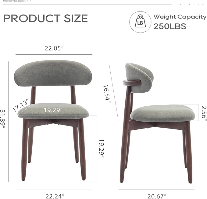 COLAMY Wooden Dining Chairs Set of 6, Modern Fabric Upholstered Kitchen Side Chairs, Farmhouse Dining Room Chair with Foot Pegs, Green - LeafyLoom