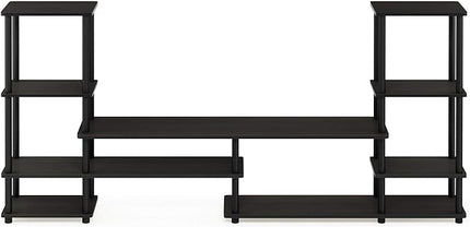 FURINNO Turn-N-Tube Grand Entertainment Center, Espresso/Black - LeafyLoom