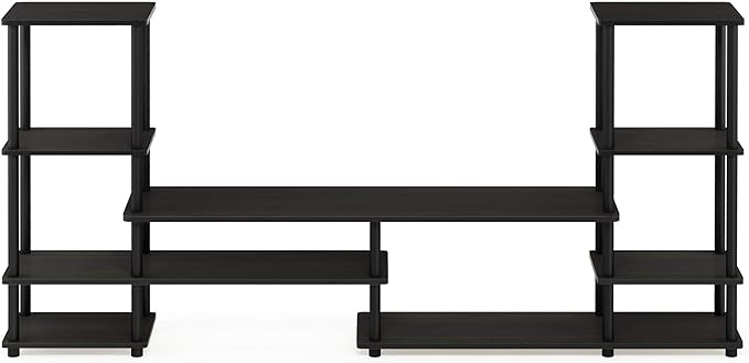 FURINNO Turn-N-Tube Grand Entertainment Center, Espresso/Black - LeafyLoom
