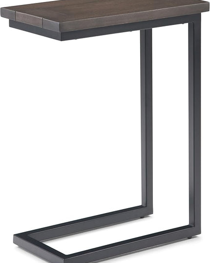 SIMPLIHOME Skyler SOLID MANGO WOOD and Metal 18 Inch Wide Rectangle C Side Table in Walnut Brown, Fully Assembled, For the Living Room and Bedroom - LeafyLoom