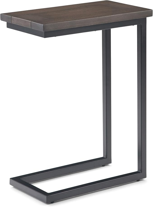SIMPLIHOME Skyler SOLID MANGO WOOD and Metal 18 Inch Wide Rectangle C Side Table in Walnut Brown, Fully Assembled, For the Living Room and Bedroom - LeafyLoom