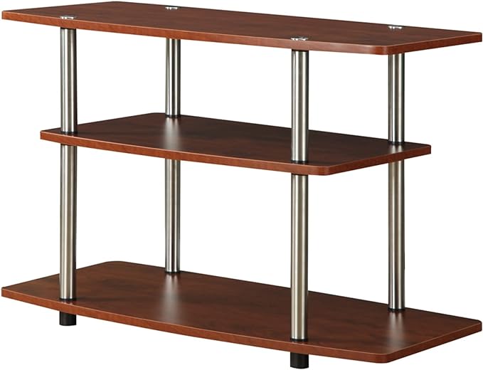 Convenience Concepts Designs2Go No Tools 37 inch 3 Tier TV Stand, Cherry - LeafyLoom