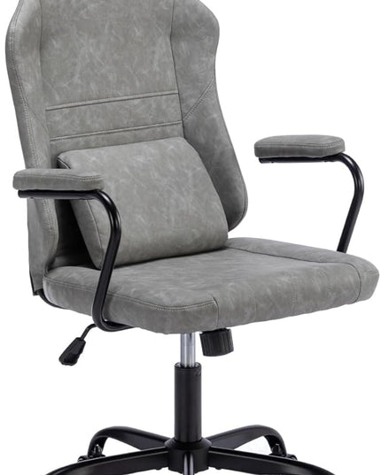 Executive Office Chair, Home Office Desk Chair, High Back PU Leather Desk Chair, 360° Swivel Computer Chair, Height Adjustable Tilt Vanity Task Chair for Office, Reading Meeting Room - LeafyLoom