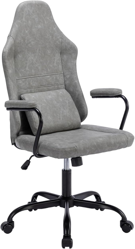 Executive Office Chair, Home Office Desk Chair, High Back PU Leather Desk Chair, 360° Swivel Computer Chair, Height Adjustable Tilt Vanity Task Chair for Office, Reading Meeting Room - LeafyLoom