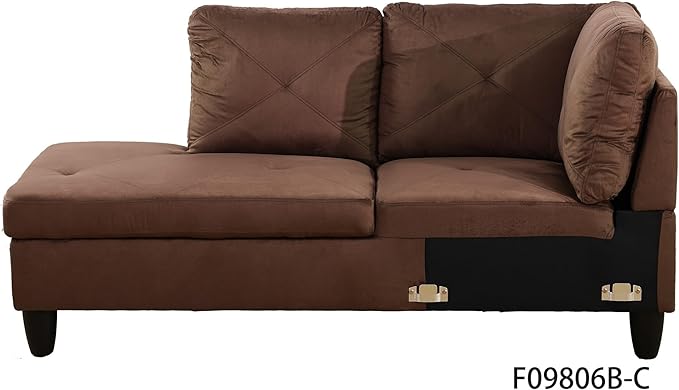 L-Shaped Sectional Couches with 66.5'' Chaise Lounge & Storage Ottoman Modular Room Sofas for Home Office Apartment, Large Living Furniture, 97'' Left Hand Facing, Brown Microfiber - LeafyLoom