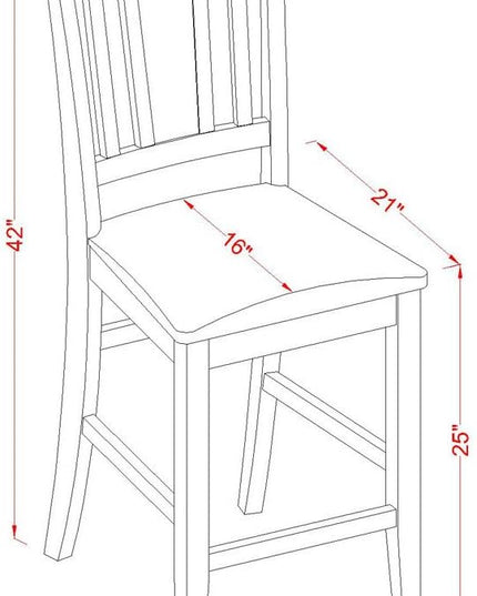 East West Furniture BUCK3-MAH-LC Buckland 3 Piece Counter Height Set for Small Spaces Contains a Rectangle Kitchen Table and 2 Faux Leather Dining Room Chairs, 30x48 Inch - LeafyLoom