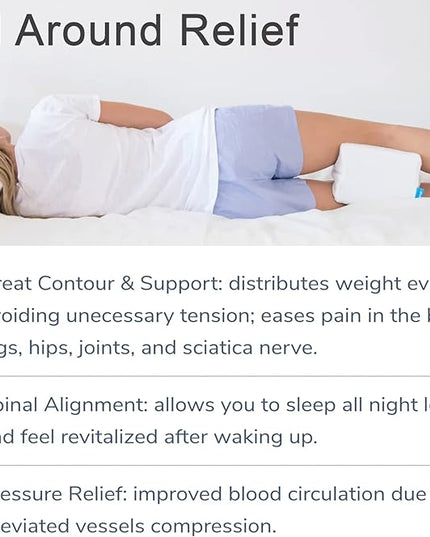 Luna Orthopedic Pillow Knee Pillow | Memory Foam Pillows for Hip Pain & Lower Back Pain Relief | Post Surgery Pillow, Sciatica Pain Relief Pillow for Adults | Knee Surgery Gifts - LeafyLoom