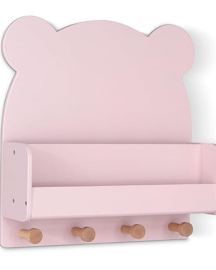 Delta Children babyGap Graham 4-in-1 Convertible Crib with Storage Drawer + Brannan Bear Bookcase with Bins + Brannan Bear Wall Shelf with 4 Hooks, Blush Pink/Dark Pink (Bundle) - LeafyLoom