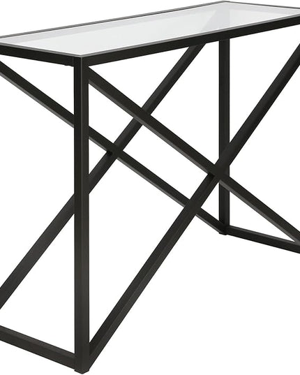 Calix 42'' Wide Rectangular Console Table in Blackened Bronze - LeafyLoom