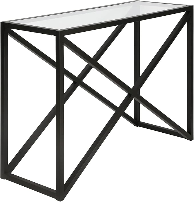 Calix 42'' Wide Rectangular Console Table in Blackened Bronze - LeafyLoom