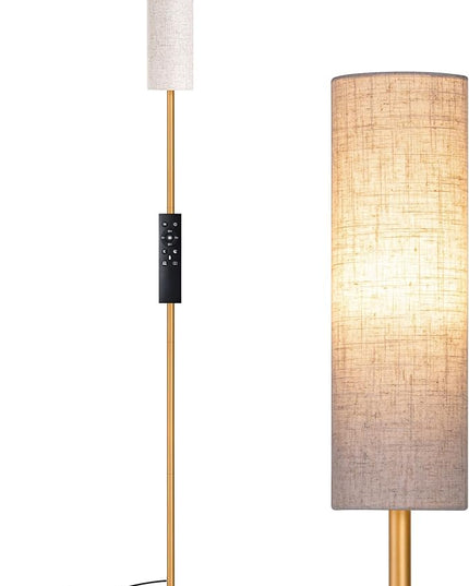 EDISHINE LED Corner Floor Lamp for Living Room, 65" Tall Standing Reading Lamp with Remote, Minimalist Dimmable Pole Lighting for Bedroom, Office, Kids Room, 9W Bulb Included, 2700K-6000K (Gold) - LeafyLoom