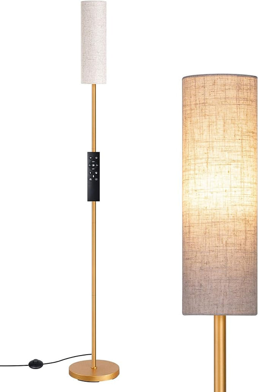 EDISHINE LED Corner Floor Lamp for Living Room, 65" Tall Standing Reading Lamp with Remote, Minimalist Dimmable Pole Lighting for Bedroom, Office, Kids Room, 9W Bulb Included, 2700K-6000K (Gold) - LeafyLoom