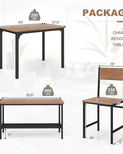 GLACER Dining Table Set, Small, Teak - LeafyLoom