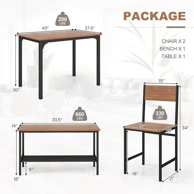 GLACER Dining Table Set, Small, Teak - LeafyLoom