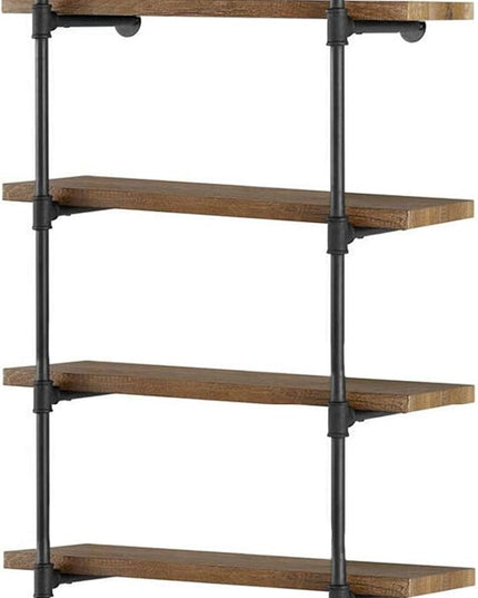 Yuanshikj 2Pc (70" tall 12" deep 3/4") Industrial Wall Mount iron Pipe Shelf Shelves Shelving Bracket Vintage Retro Black DIY Open Bookshelf Storage Home Kitchen (2 Pcs 5Tier Hardware only) - LeafyLoom