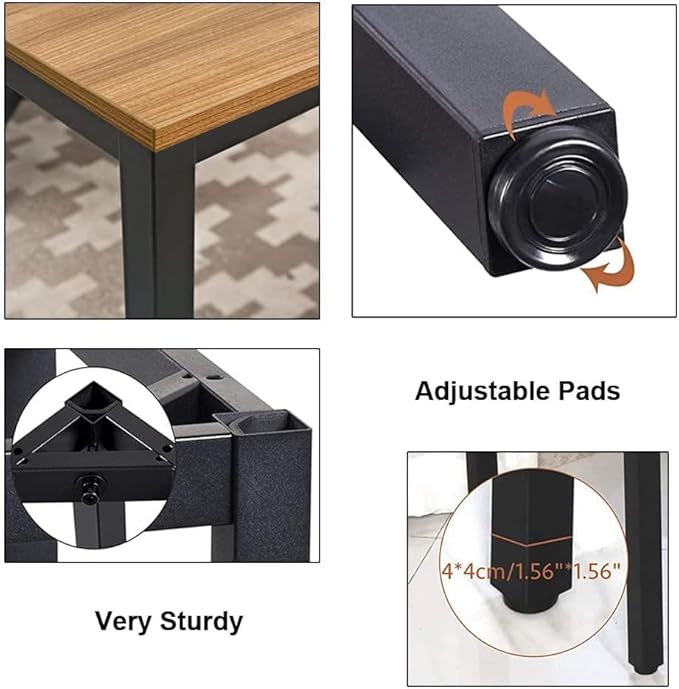 BIBOC 24X63 inches Computer Desk/Dining Table, Office Desk, Composite Wood Board Sturdy Writing Workstation for Home Office Walnut and Black Legs (Walnut, 63X24 inch) - LeafyLoom