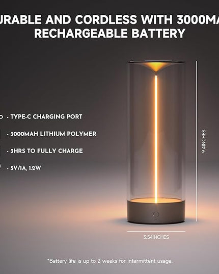 Minimalist Desk Lamp Cordless Table Lamps LED Rechargeable Modern Nightstand Lights Dimmable with 3 Levels for Gaming, Home Office, Bedroom, Living Room, Kitchen, Bar, Restaurant - LeafyLoom