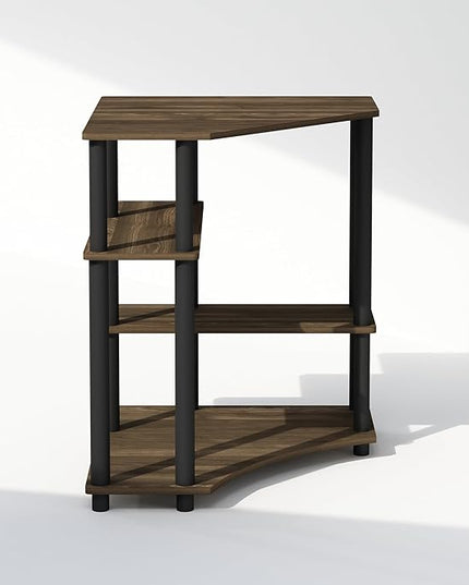 Furinno Turn-N-Tube Multipurpose Corner Shelf, Display Rack, Bookshelf, Columbia Walnut/Black - LeafyLoom