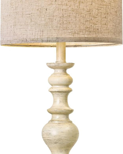 BOBOMOMO Resin 27.5" Farmhouse Lamps for Bedrooms Retro Side Table Lamps Bedside Lamp for Side Nightstand Living Room Off-white（1 Pack） - LeafyLoom