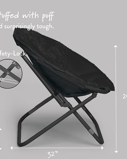 Faux Fur Saucer Chair, Black/Black - LeafyLoom