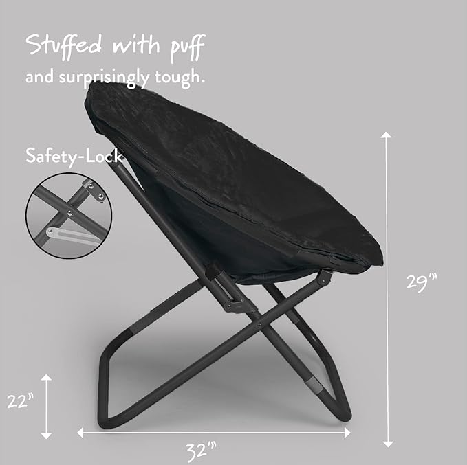 Faux Fur Saucer Chair, Black/Black - LeafyLoom