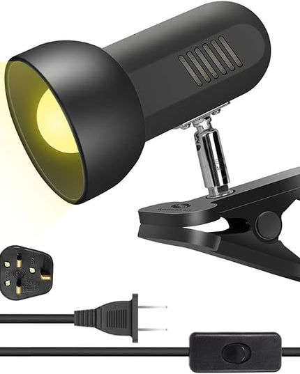Rong&LAN Clip lamp,360° Rotation Clip on Lamp Portable Book Reading Light,Clamp on Desk/Table/Bunk Bed/Cupboard Home Lighting, (Desk lamp,Two Colors for Your Choice) Black - LeafyLoom