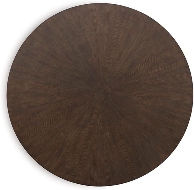 Signature Design by Ashley Brazburn Contemporary Round 42" Coffee Table, Metallic & Brown Finish - LeafyLoom