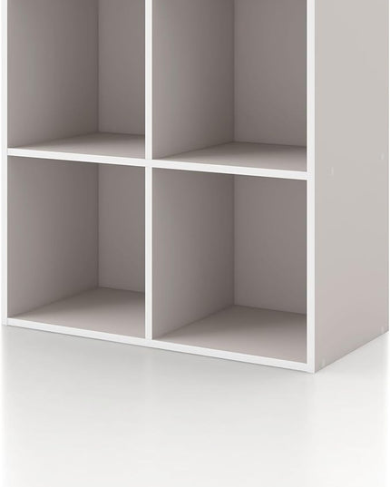 Apexa 4 Cube Storage Organizer Shelves, Stackable Wood Bookcase Fits Cubby Bins for Organization, Dorm Teen Room Decor & Home Office, Greige - LeafyLoom